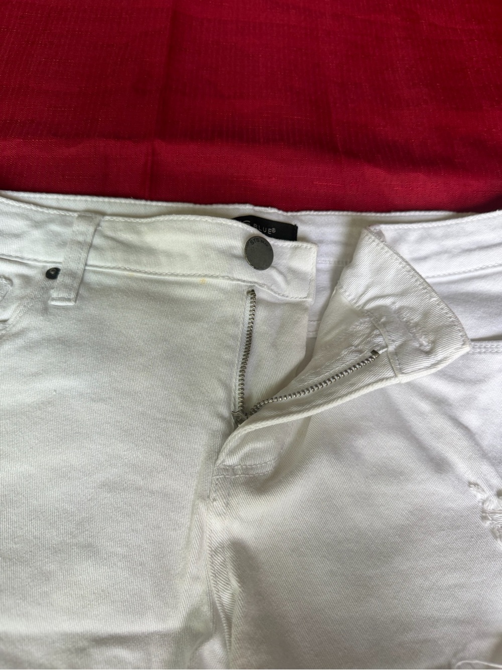 STS Blue White Distressed Denim Shorts - Picture 2 of 4
